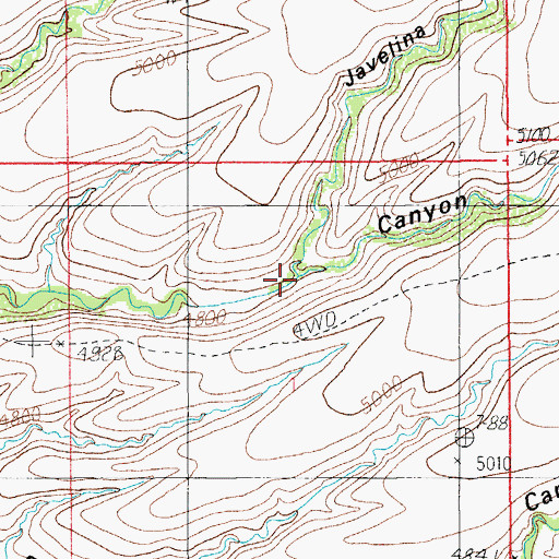 Topographic Map of Javelina Canyon, AZ
