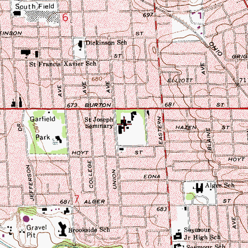 Topographic Map of Saint Joseph Seminary, MI