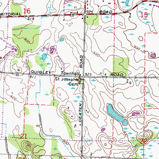 Topographic Map of Saint Josephs Cemetery, MI