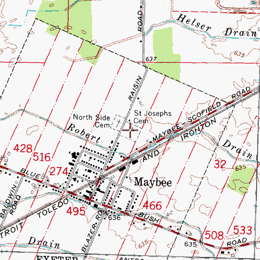 Topographic Map of Saint Josephs Cemetery, MI