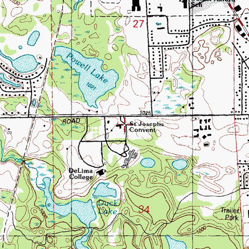 Topographic Map of Saint Josephs Convent, MI