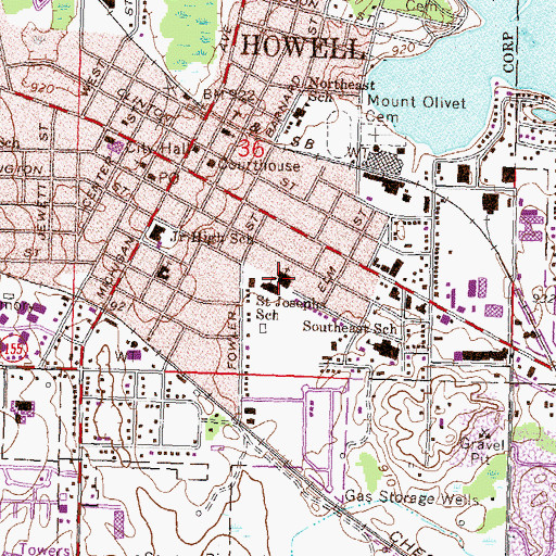Topographic Map of Saint Josephs School, MI