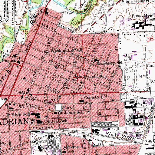 Topographic Map of Saint Josephs School, MI