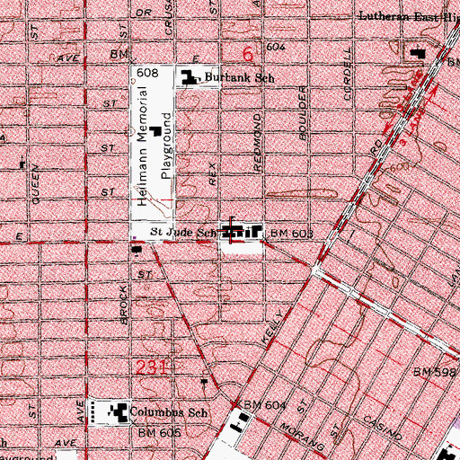 Topographic Map of Saint Jude School, MI