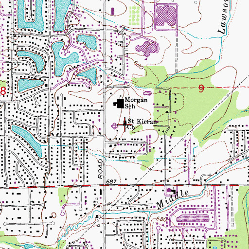 Topographic Map of Saint Kieran Church, MI