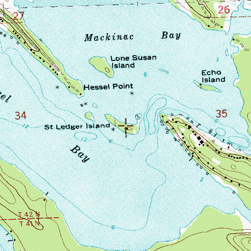 Topographic Map of Saint Ledger Island, MI