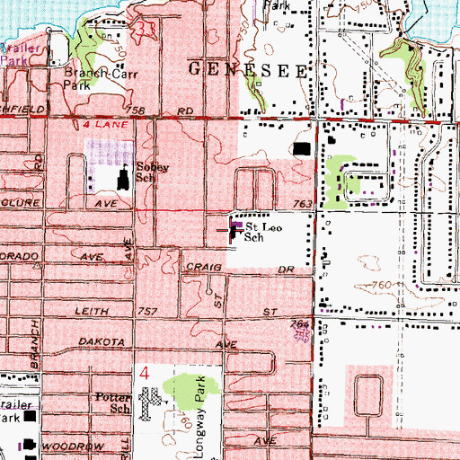Topographic Map of Saint Leo School, MI
