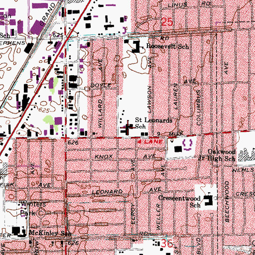 Topographic Map of Saint Leonards School, MI
