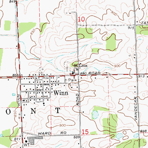 Topographic Map of Saint Leos Church, MI
