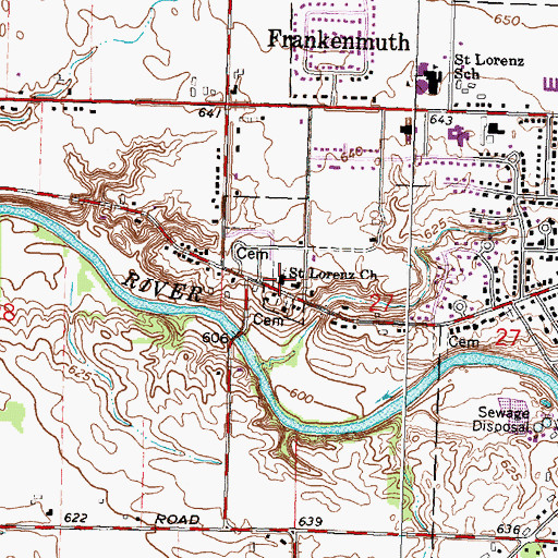 Topographic Map of Saint Lorenz Evangelical Lutheran Church, MI