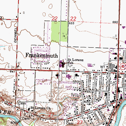 Topographic Map of Saint Lorenz School, MI