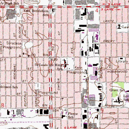 Topographic Map of Saint Louis the King School, MI