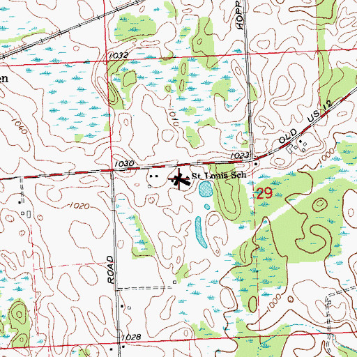 Topographic Map of Saint Louis School, MI