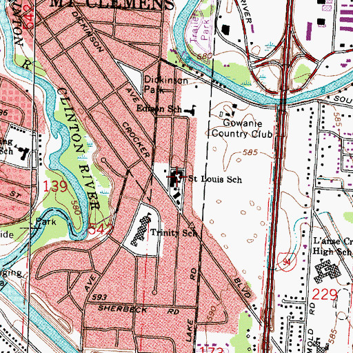 Topographic Map of Saint Louis School, MI