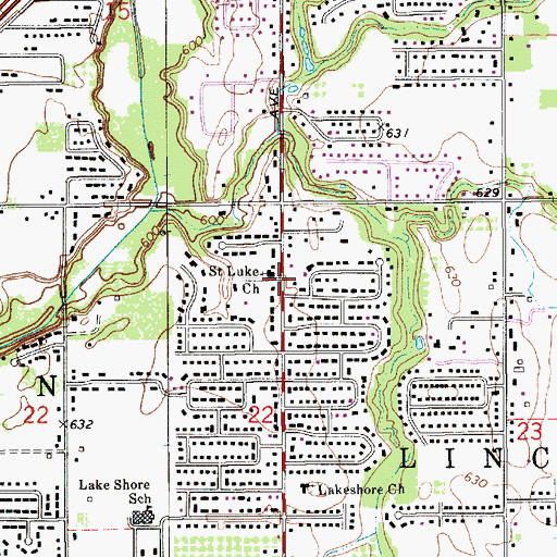 Topographic Map of Saint Luke Church, MI