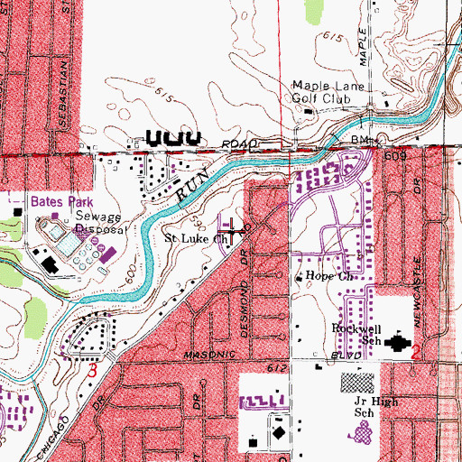 Topographic Map of Saint Luke Church, MI