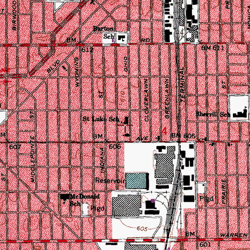 Topographic Map of Saint Luke School, MI