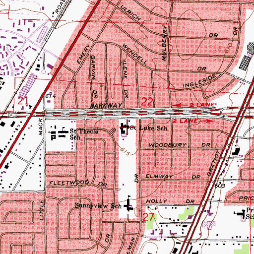 Topographic Map of Saint Luke School, MI