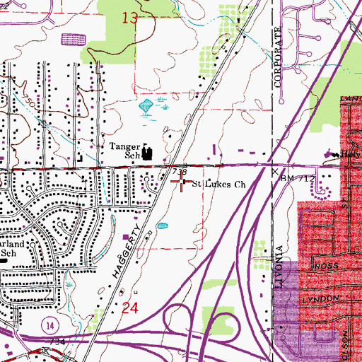 Topographic Map of Saint Lukes Church, MI