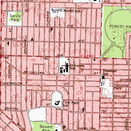 Topographic Map of Saint Lukes School, MI