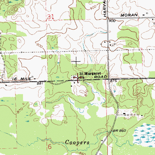 Topographic Map of Saint Margaret Church, MI
