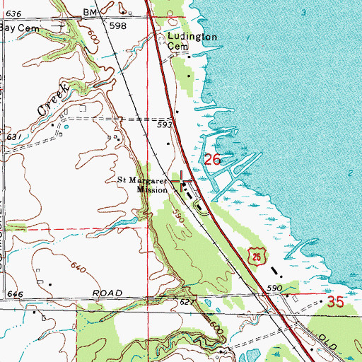 Topographic Map of Saint Margaret Mission, MI