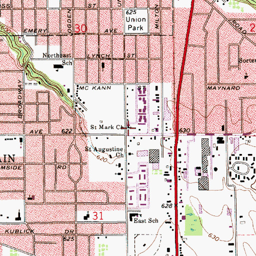 Topographic Map of Saint Mark Church, MI