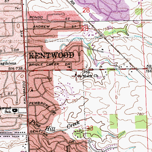 Topographic Map of Saint Mark Church, MI