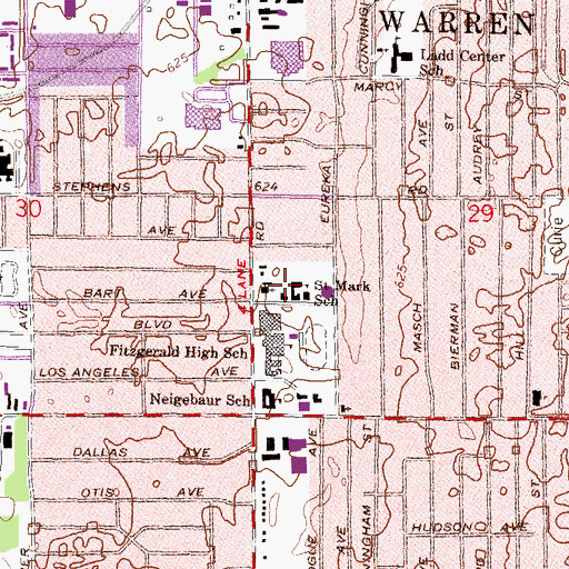 Topographic Map of Saint Mark School, MI