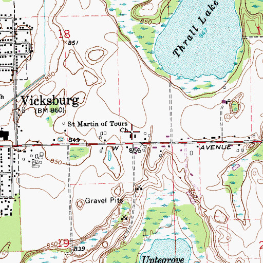 Topographic Map of Saint Martin of Tours Church, MI