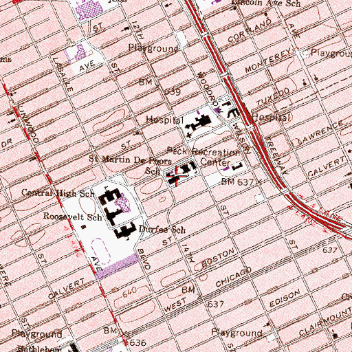 Topographic Map of Saint Martin De Poors School, MI