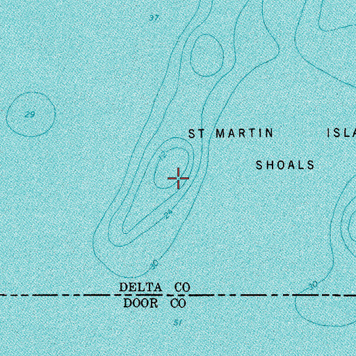 Topographic Map of Saint Martin Island Shoals, MI