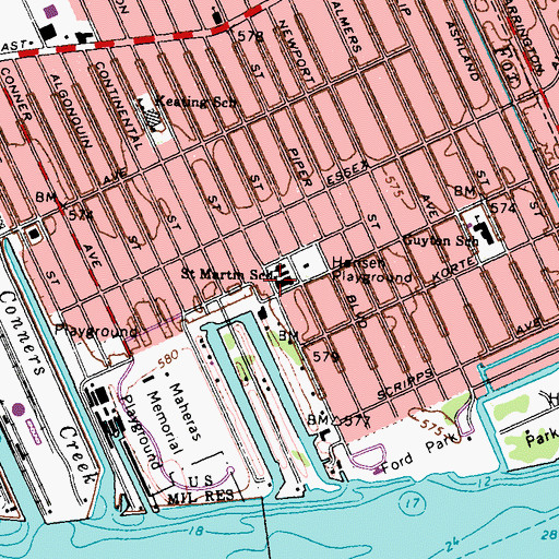 Topographic Map of Saint Martin School, MI