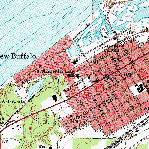 Topographic Map of Saint Mary of the Lake School, MI