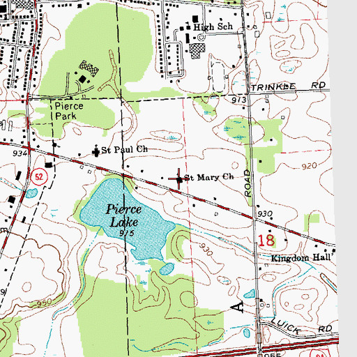 Topographic Map of Saint Mary Church, MI
