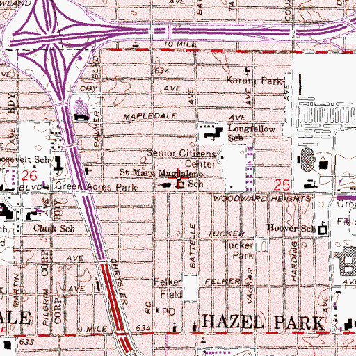 Topographic Map of Saint Mary Magdalene School, MI