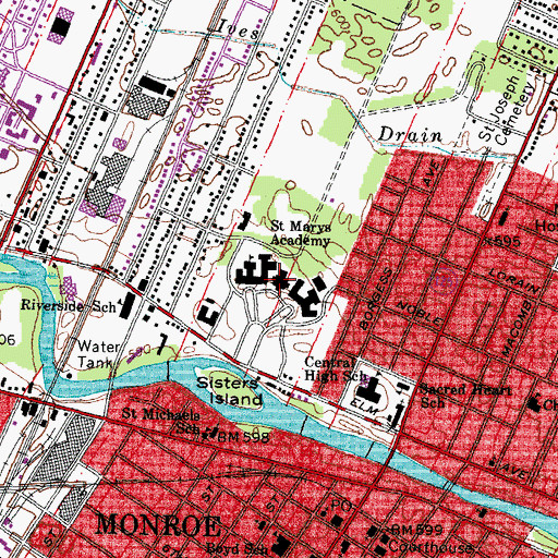 Topographic Map of Saint Marys Academy, MI