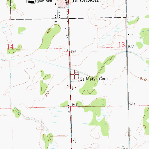 Topographic Map of Saint Marys Cemetery, MI