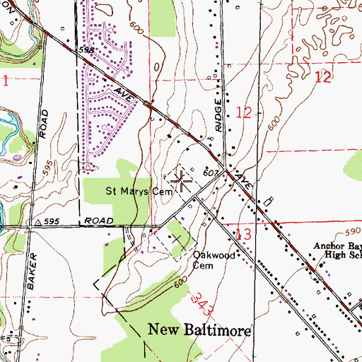 Topographic Map of Saint Marys Cemetery, MI