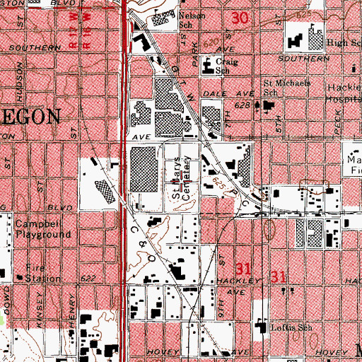 Topographic Map of Saint Marys Cemetery, MI