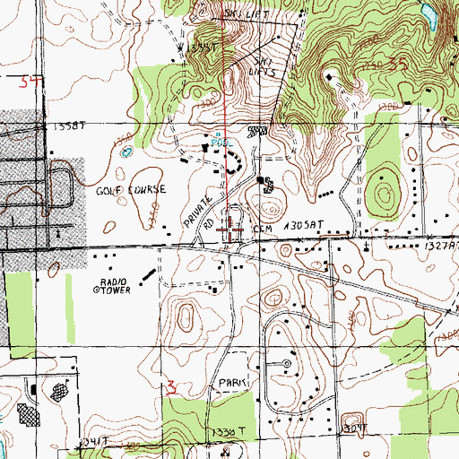 Topographic Map of Saint Marys Cemetery, MI