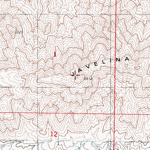 Topographic Map of Javelina Mountain, AZ