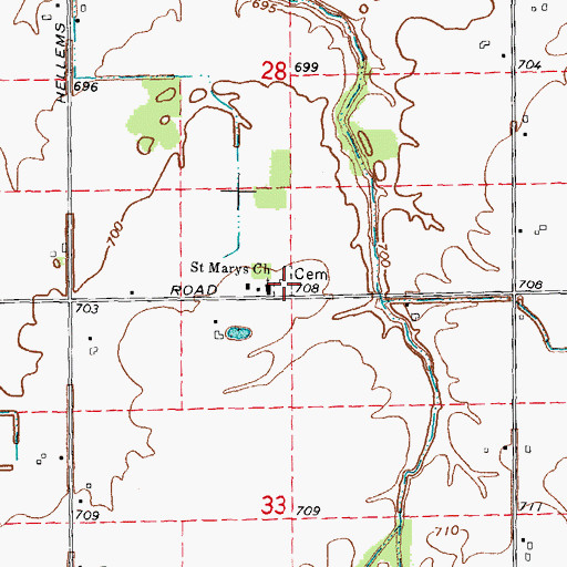 Topographic Map of Saint Marys Church, MI
