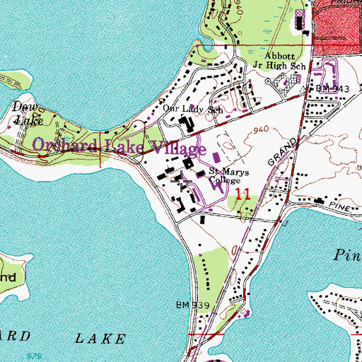 Topographic Map of Saint Marys College, MI