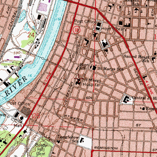 Topographic Map of Saint Mary's of Michigan - Saginaw, MI