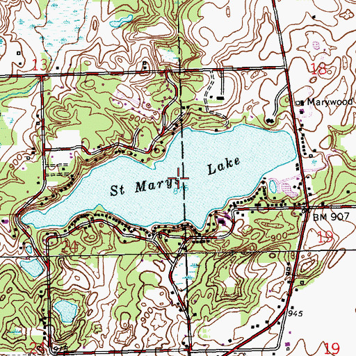 Topographic Map of Saint Marys Lake, MI