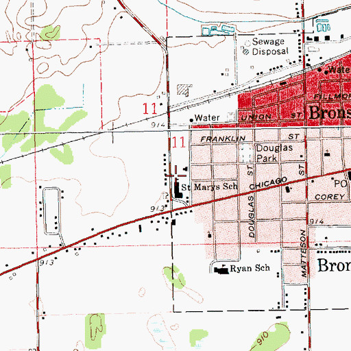 Topographic Map of Saint Marys School, MI