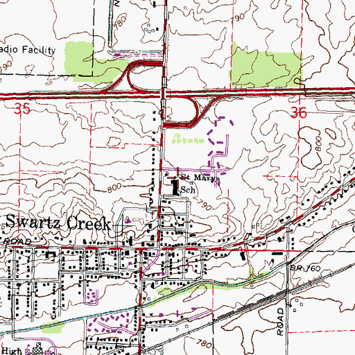 Topographic Map of Saint Marys School, MI