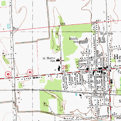 Topographic Map of Saint Marys School, MI