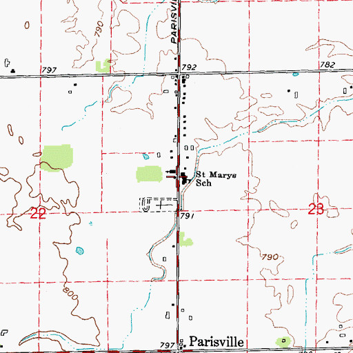 Topographic Map of Saint Marys School, MI